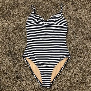 WomensXS navy and white Jcrew one piece swimsuit